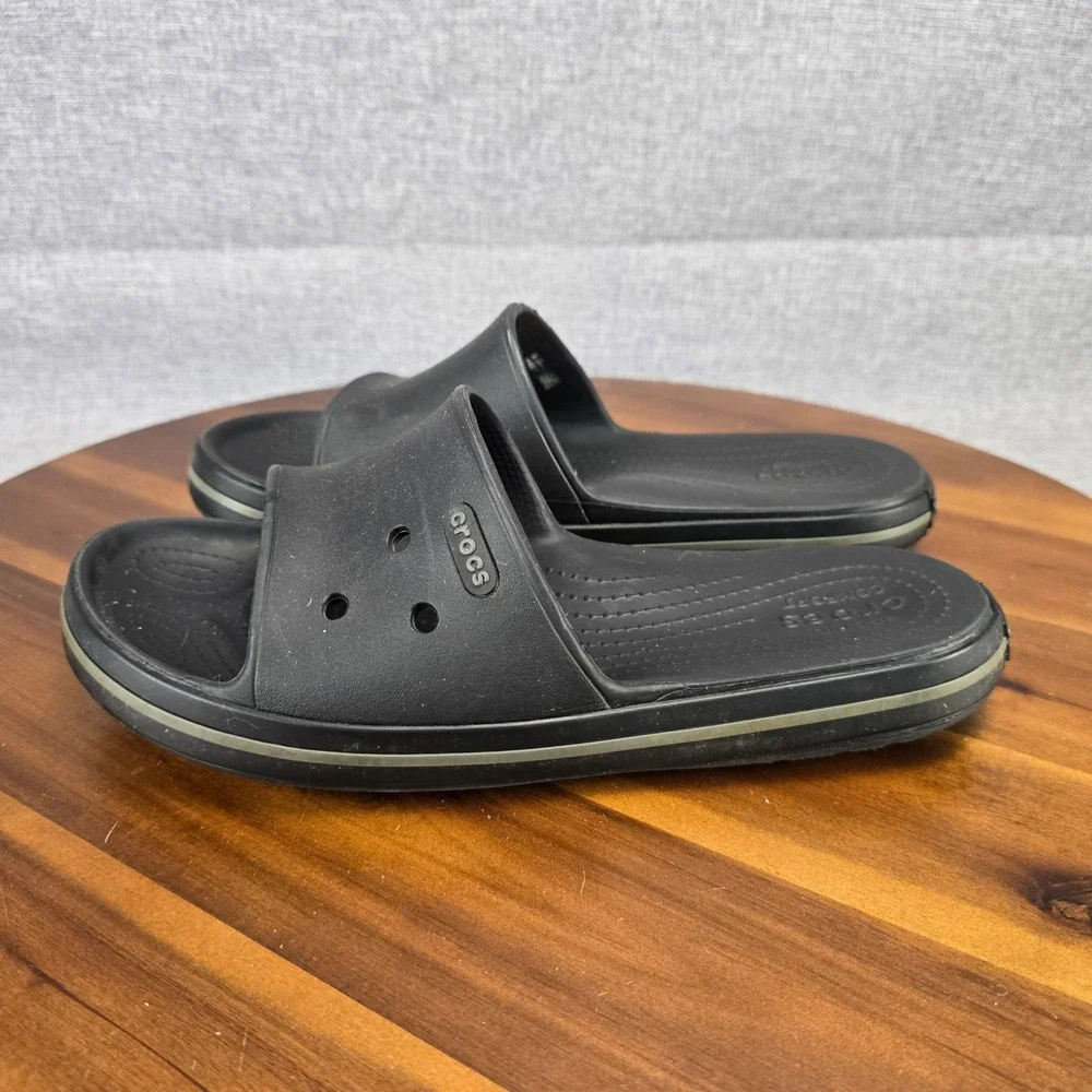 Crocs Crocband III Slide Sandals Mens 10 Womens 12 Black Graphite 205733 Slip On